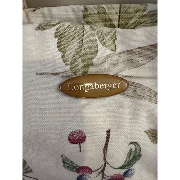 Longaberger Floral Canvas Tote Bag Purse Handbag Neutral Colors EUC - Picture 2 of 6